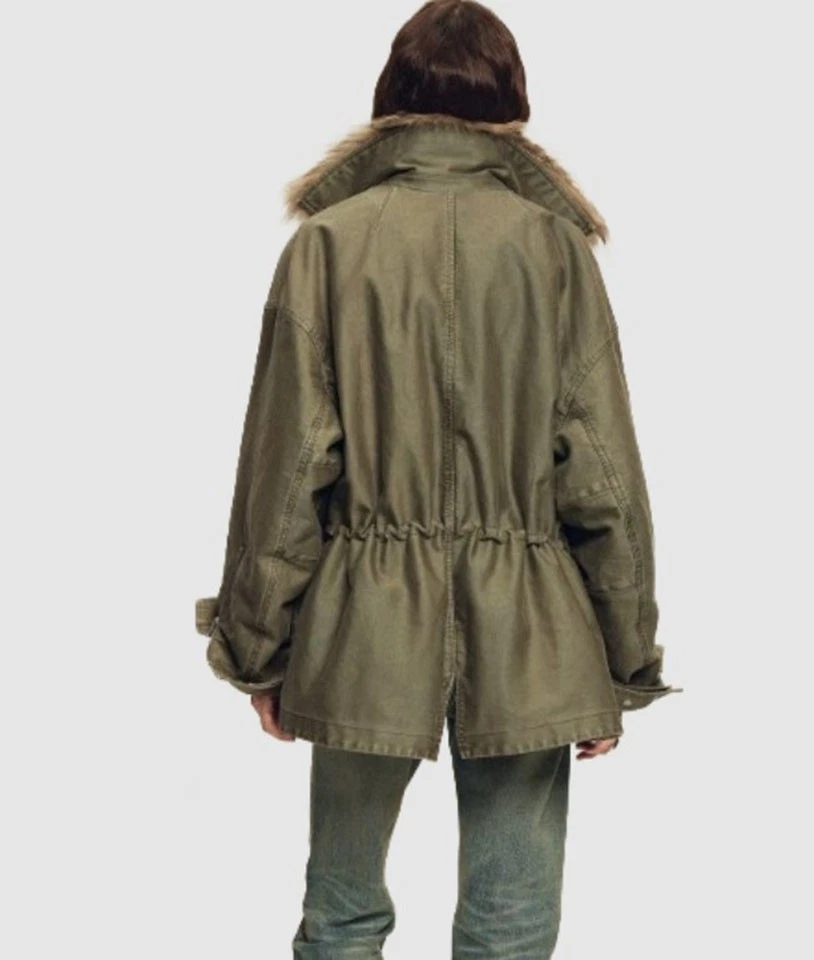 New Military Green Coat Jacket Parka Coyote Fur Goose - Image 5