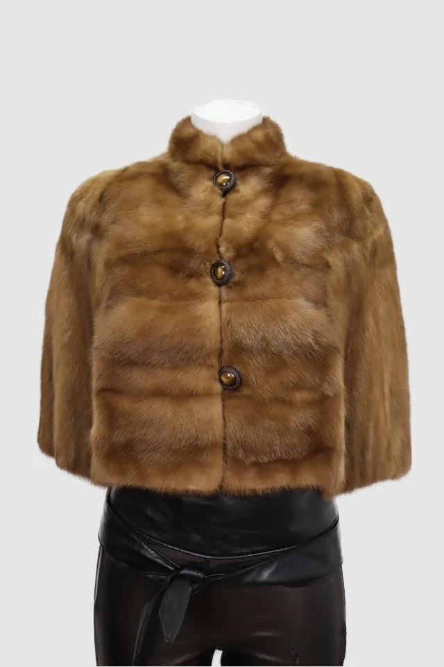Women's MINT Mink Fur Stole Wrap Cape Wedding Bolero WEDDING Woman Vintage