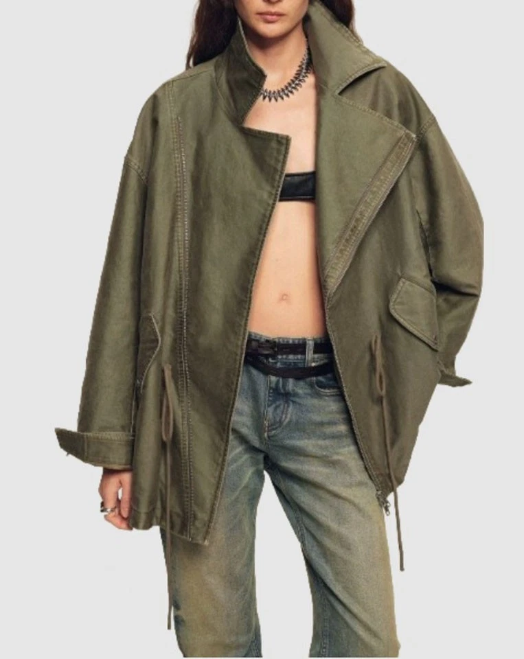 New Military Green Coat Jacket Parka Coyote Fur Goose - Image 6