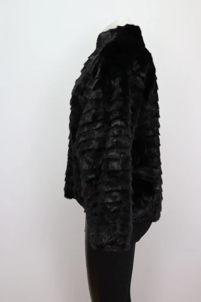 Women's Sz M Black Mink Fur Coat Jacket MINT Woman - Image 4