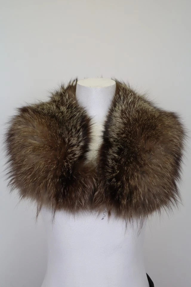 Women's Silver Fox Fur Collar Coat Raincoat Detachable MINT Ladies