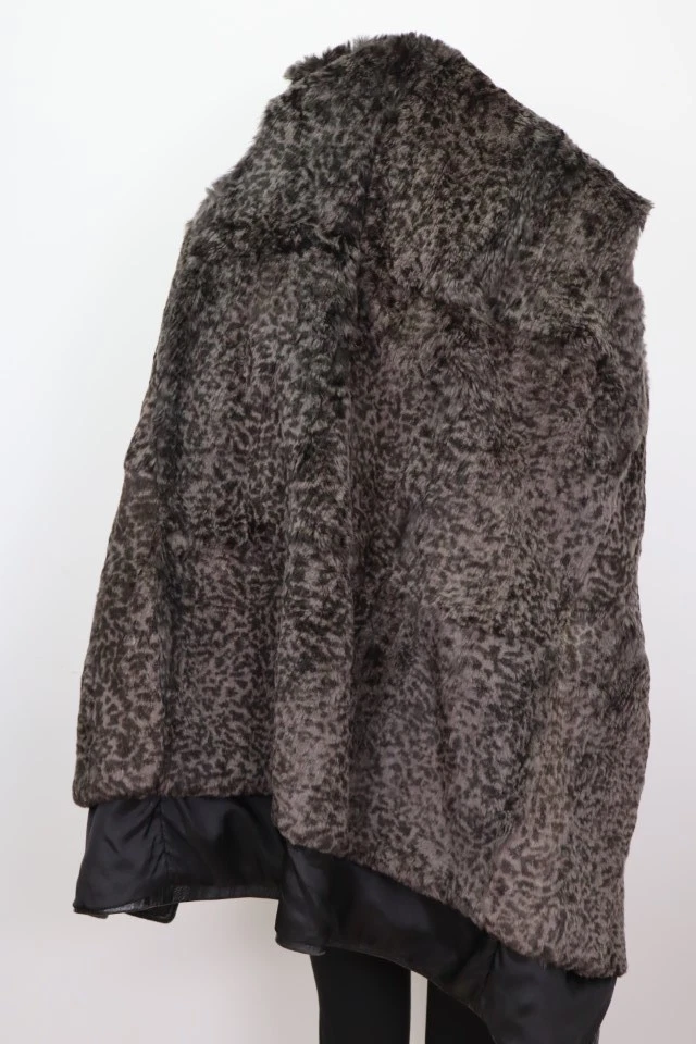Women's Sz 10 MINT Black Leather Coat Detachable Sheared Rabbit Fur Vest - Image 6