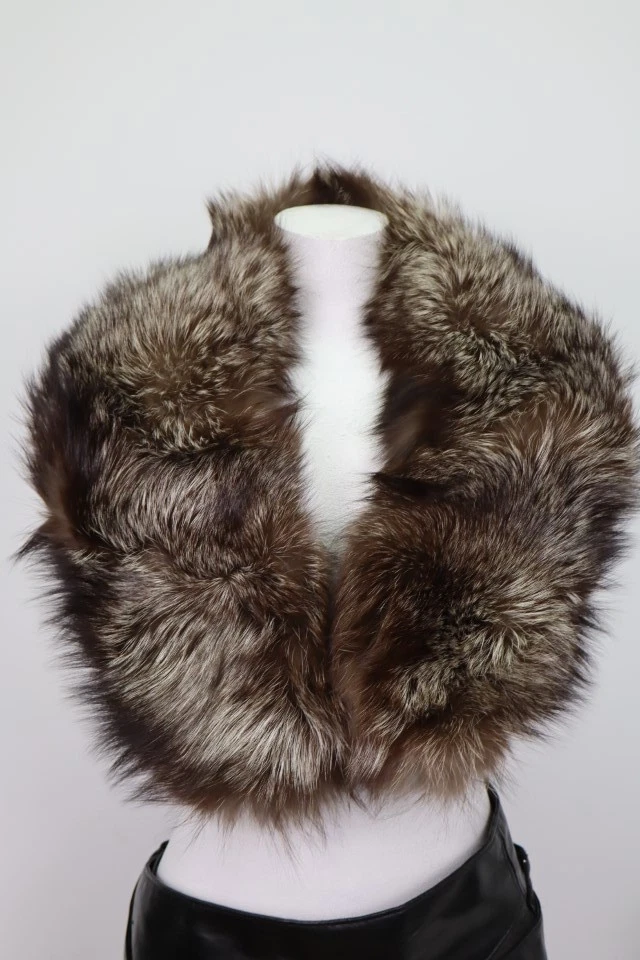 Women's Silver New SAGA Fox Fur Collar Coat Raincoat Detachable SAMPLE SALE