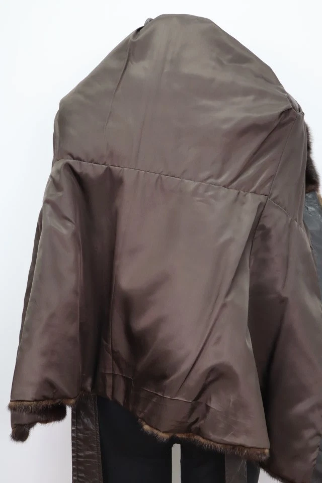 Women's Sz 2/4 XS MINT Dark Ranch Mink Fur Leather Coat Jacket Woman - Image 5