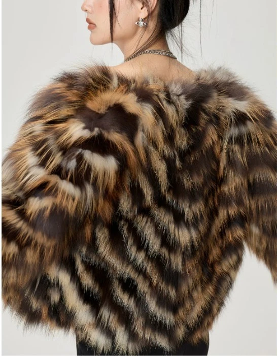 Women's Sz 8 NEW Red Fox Multi Color Fur Bolero Jacket - Image 4