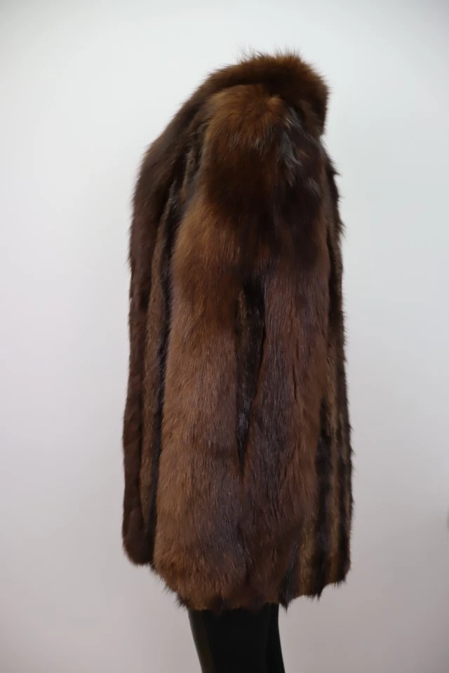 Women's Sz 10 Muskrat Fur Coat Jacket Brown Fox Fur MINT+ Woman - Image 4