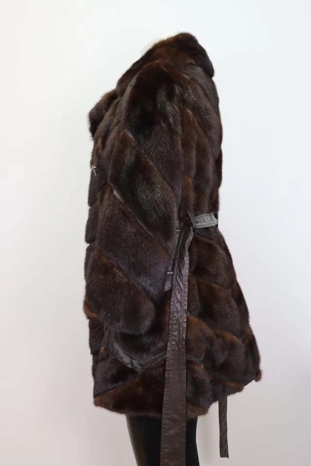 Women's Sz 2/4 XS MINT Dark Ranch Mink Fur Leather Coat Jacket Woman - Image 3
