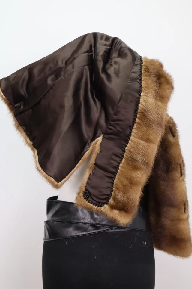Women's MINT Mink Fur Stole Wrap Cape Wedding Bolero WEDDING Woman Vintage - Image 5