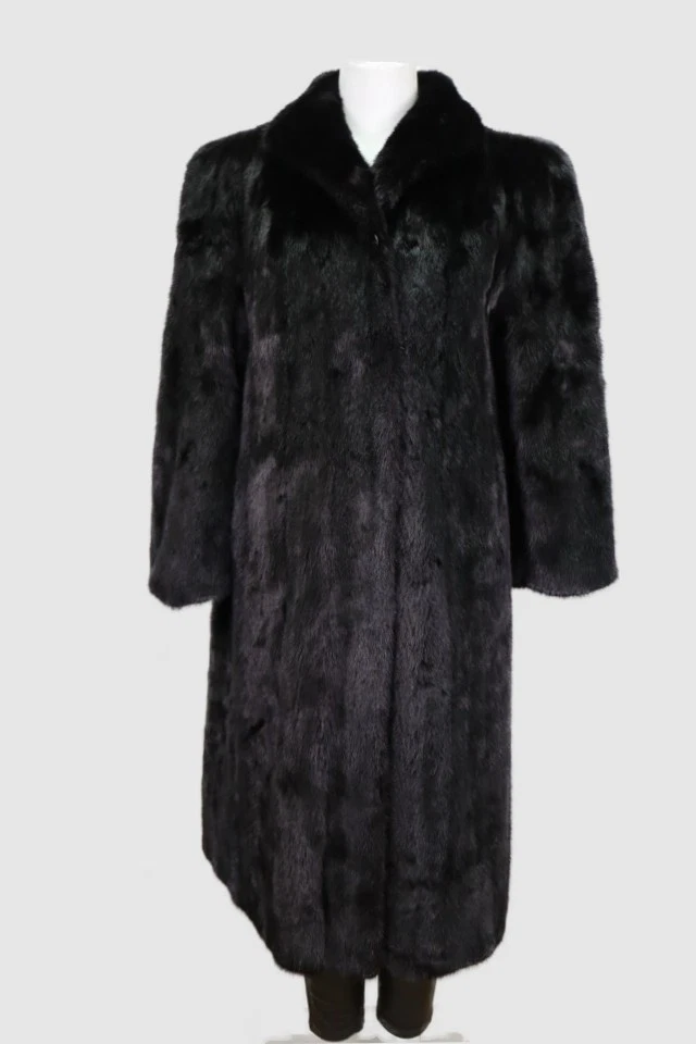 Women's Sz 8 Dark Ranch Black Mink Fur Coat Jacket MINT+ Woman
