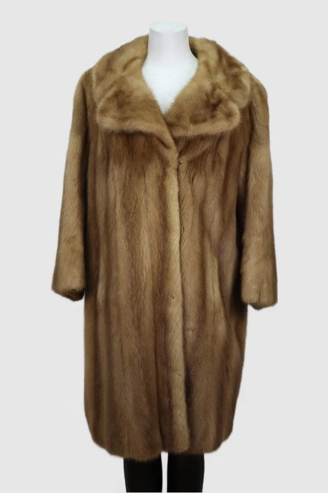 Women's Sz 14 Dark Pastel Mink Fur Coat MINT+ Woman