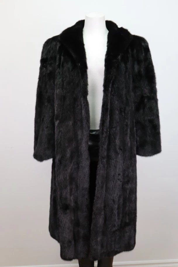 Women's Sz 8 Dark Ranch Black Mink Fur Coat Jacket MINT+ Woman - Image 2