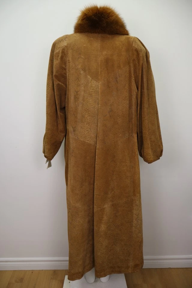 Women's Sz 12 Brown Suede Coat with Fox Fur Superb - Image 2