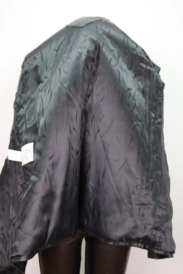 Women's Sz 8 Black Leather Jacket Coat Fox Fur MINT Woman - Image 6