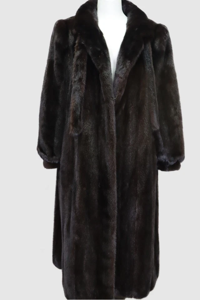 Women's Sz 10 Canadian Dark Ranch Mink Fur Coat MINT+ Woman