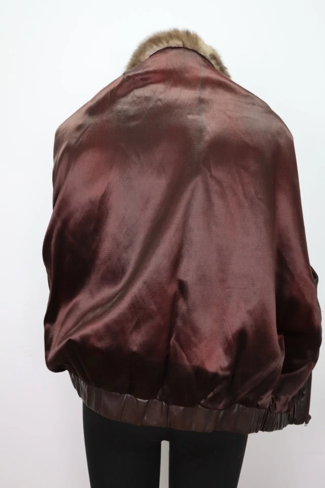 Men's Mink Fur Jacket Coat MINT Sz M/L Brown Leather - Image 5