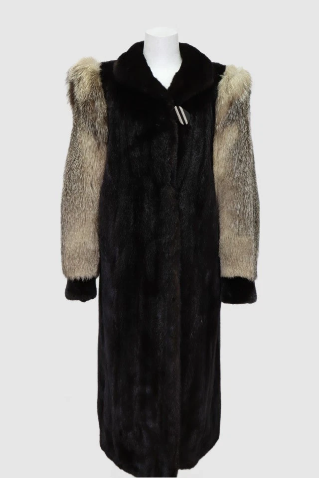 Women's Sz 8 Dark Ranch Mink Fox Fur Coat Jacket MINT+ Woman