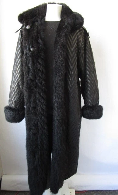 Women's Sz XXL Totally Reversible Leather Coat with Opossum Fur Woman - Image 2