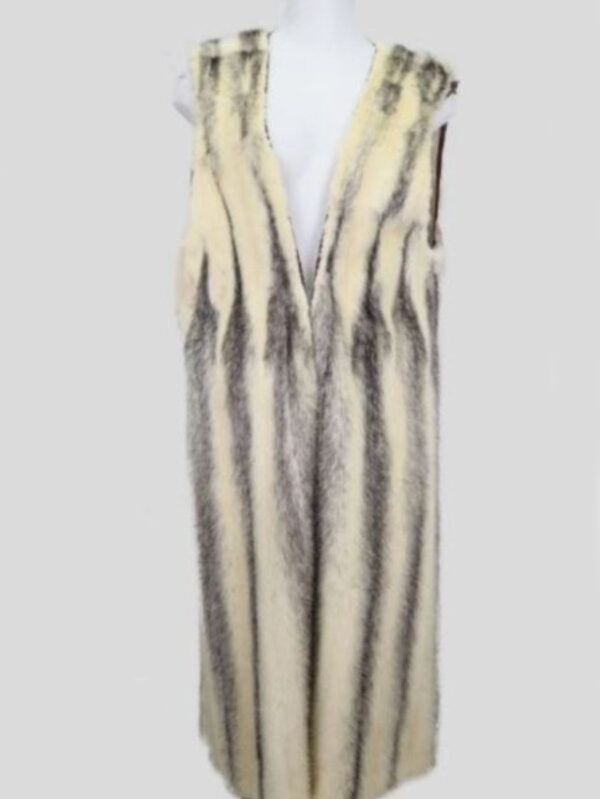 Women's  Natural Black Cross Mink Fur Vest MINT Size 8 | MG5889