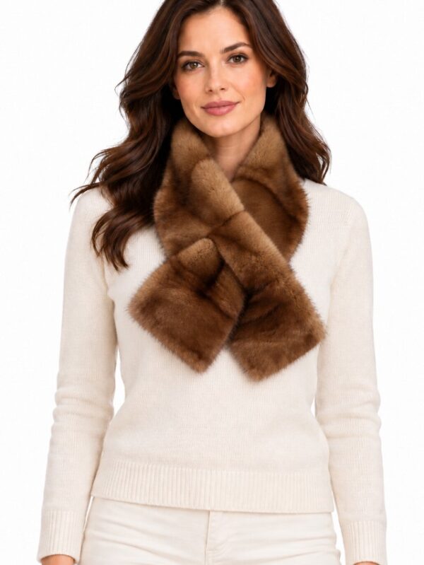 Women's Unisex Natural Pastel Mink Fur Scarf Collar Showroom New | MF260304_3F