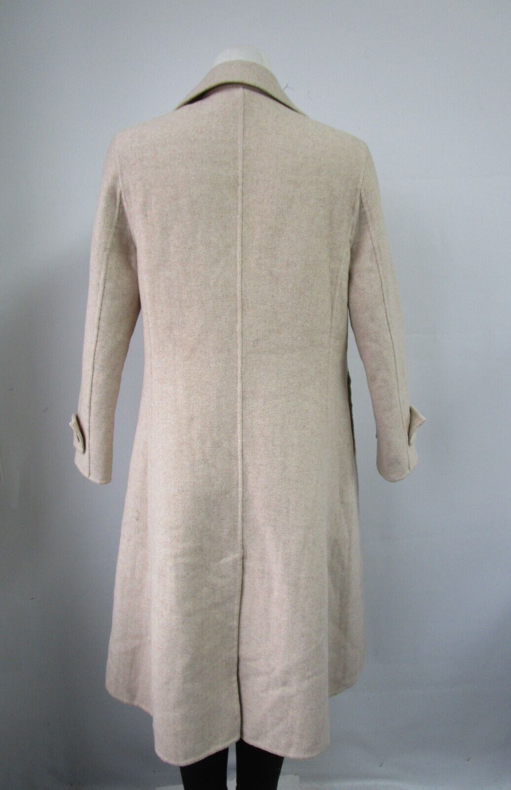 Women's Brand New 100% Wool Coat Beige Detachable Coyote Fur Collar Sz 6 Petites - Image 8