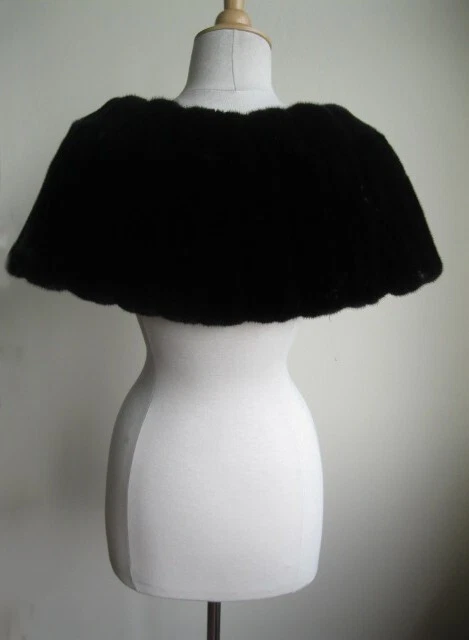 Women's New Dark Ranch Black Mink Cape Shawl Stole Wrap WEDDING - Image 4