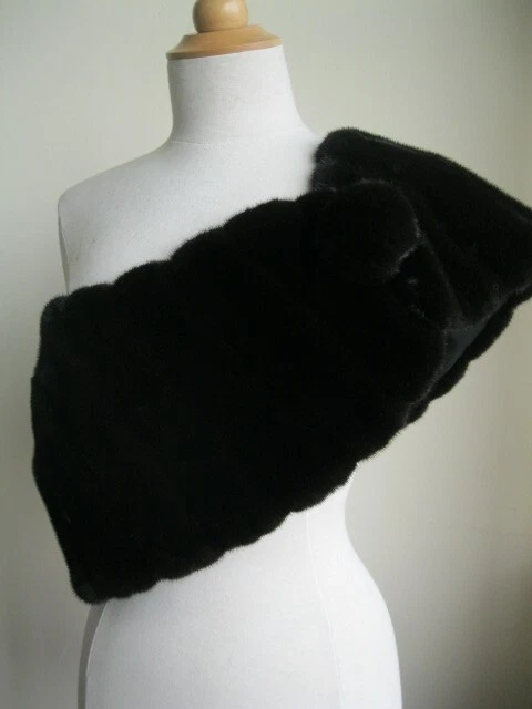 Women's New Dark Ranch Black Mink Cape Shawl Stole Wrap WEDDING - Image 8