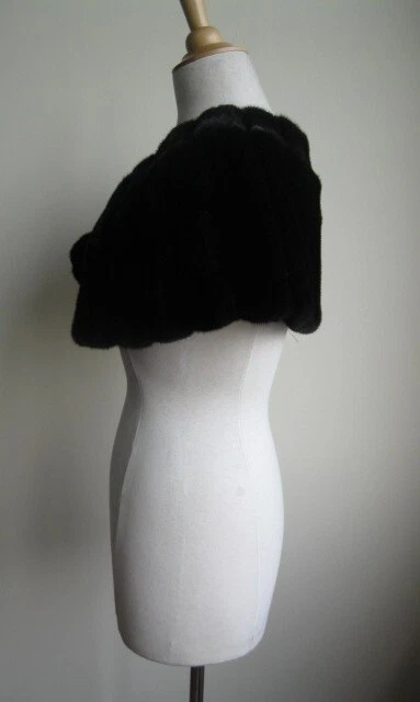 Women's New Dark Ranch Black Mink Cape Shawl Stole Wrap WEDDING - Image 6