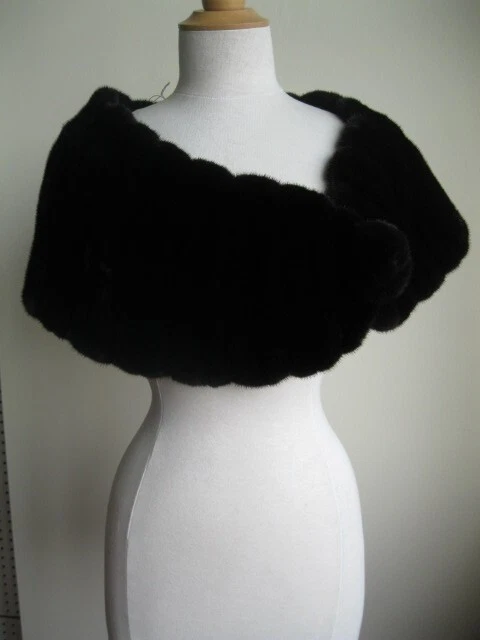 Women's New Dark Ranch Black Mink Cape Shawl Stole Wrap WEDDING - Image 7