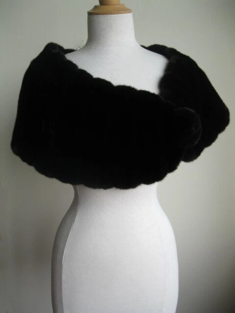 Women's New Dark Ranch Black Mink Cape Shawl Stole Wrap WEDDING - Image 3