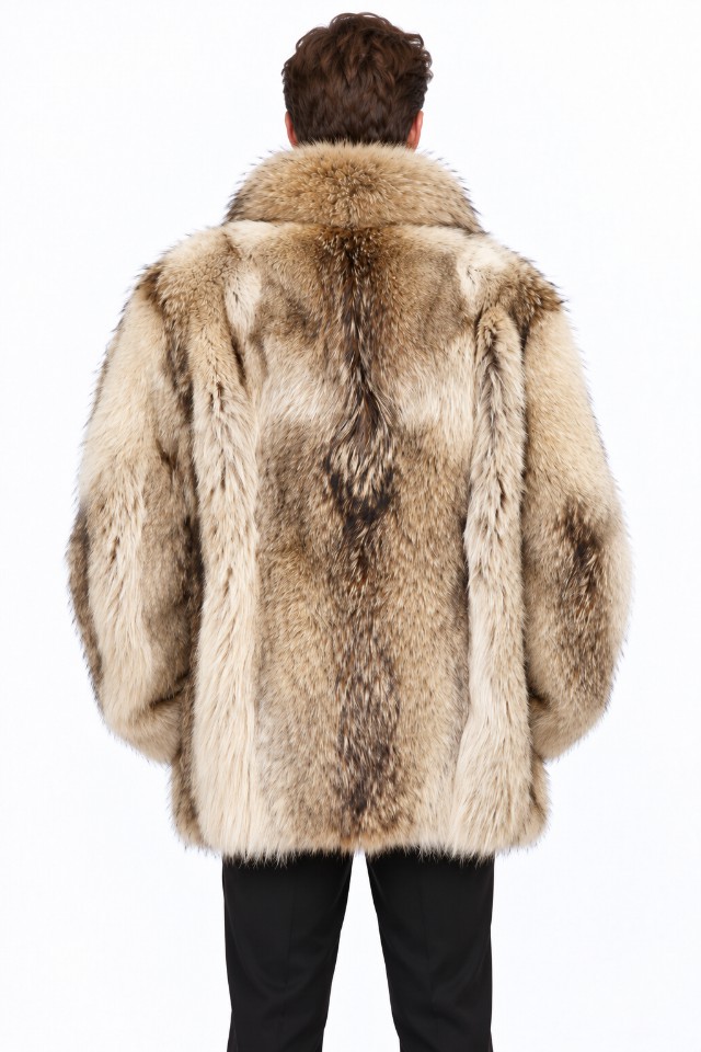 Men's XXL New Coyote Fur Coat Bomber Jacket Size XXL | CU260114 - Image 2