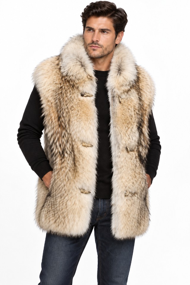 Men's New Coyote Fur Vest - Image 2