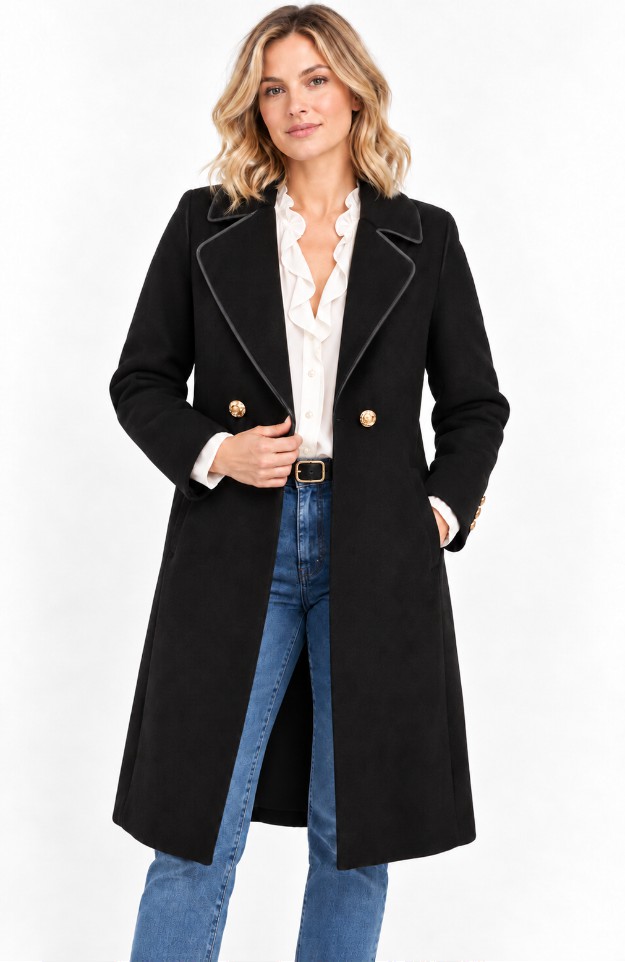Women's Brand New Black 100% Wool Coat Size 6